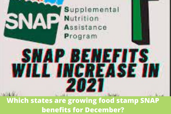 Which states are growing food stamp SNAP benefits for December?