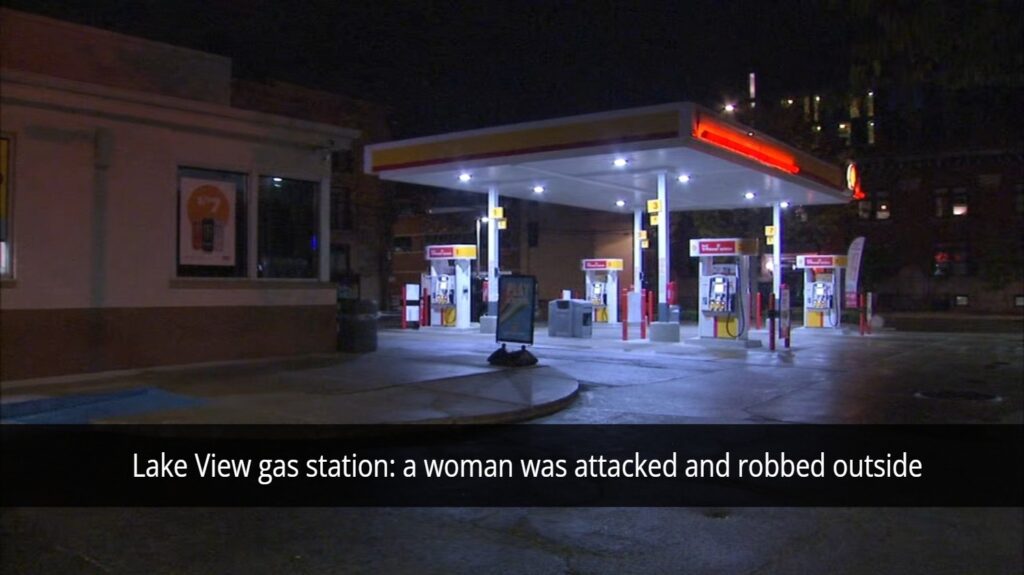 Lake View gas station: a woman was attacked and robbed outside