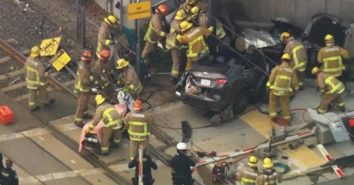 Vehicle After Colliding With A Train In Pasadena