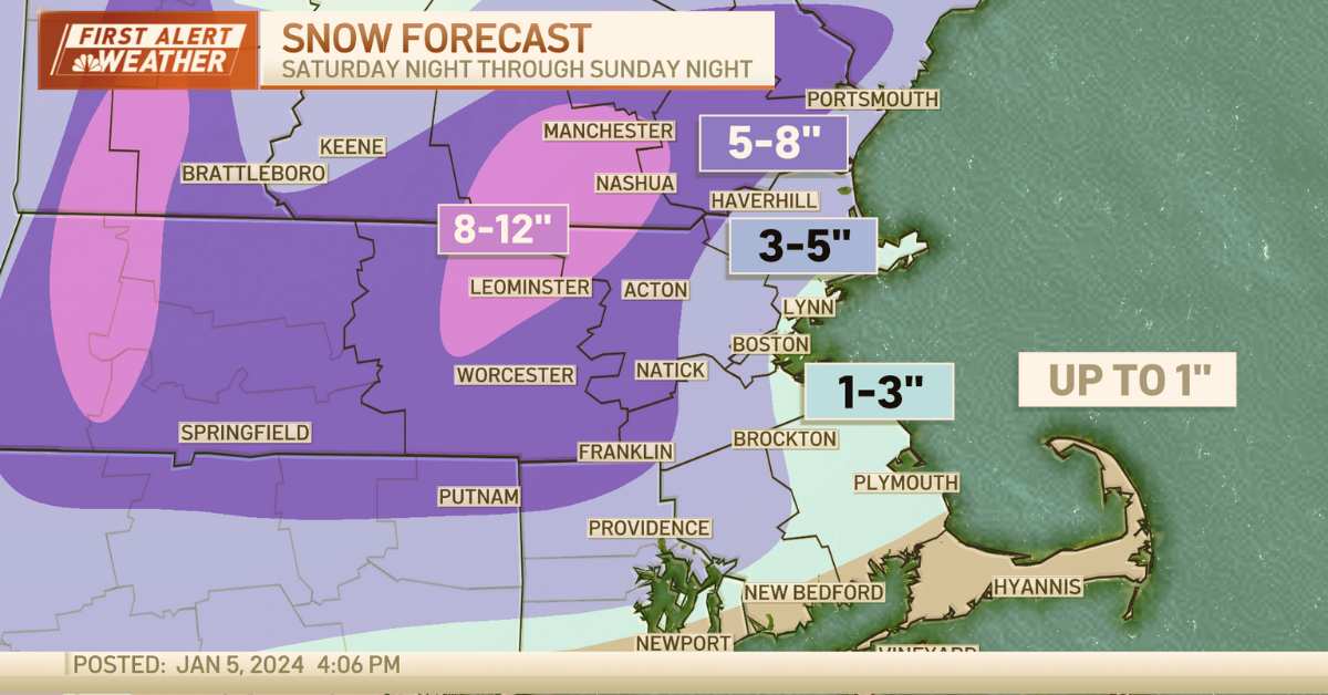 Snowfall Forecast Saturday Night Storm Approaching Massachusetts
