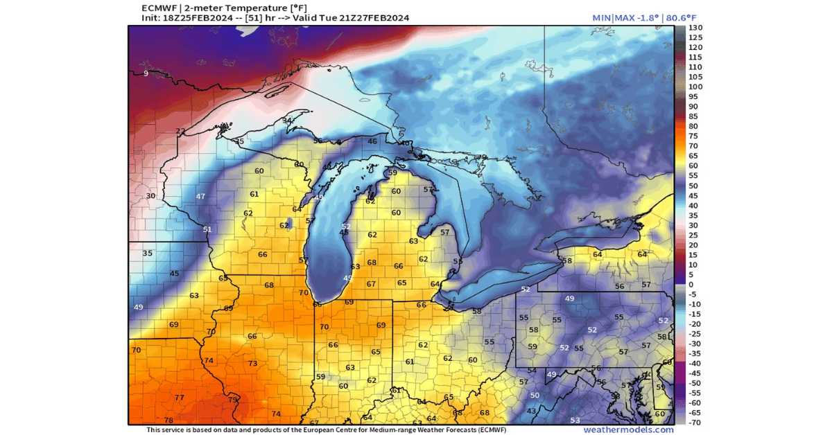 Unusual Weather Alert Severe Thunderstorms Forecasted for Great Lakes in February